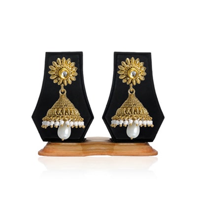 

Zaveri Pearls White Zinc Earrings
