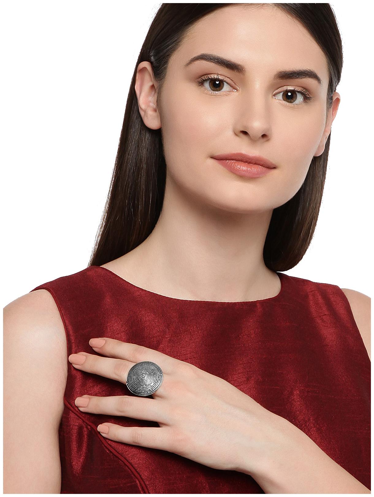 

Zaveri Pearls Antique Silver Tone Fashion Forward Finger Ring-ZPFK7429