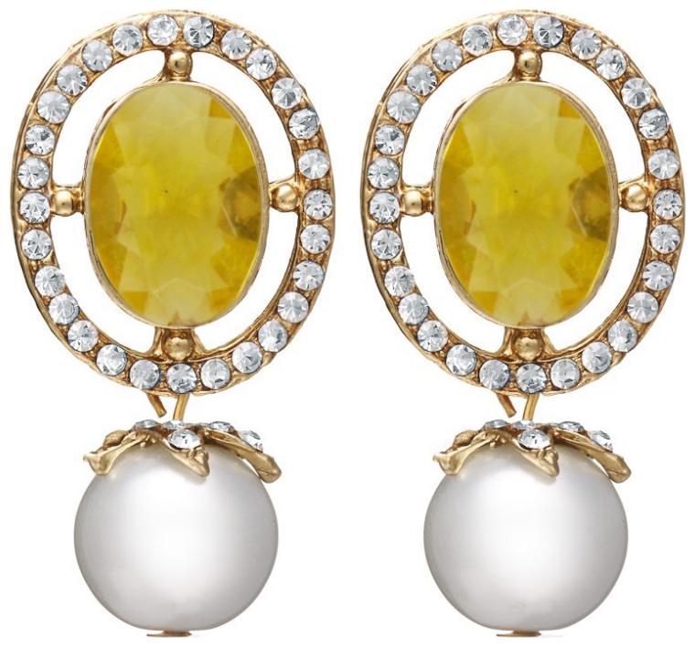 

Zaveri Pearls Shiny Yellow Stone Pearl Drop Earring - ZPFK5438