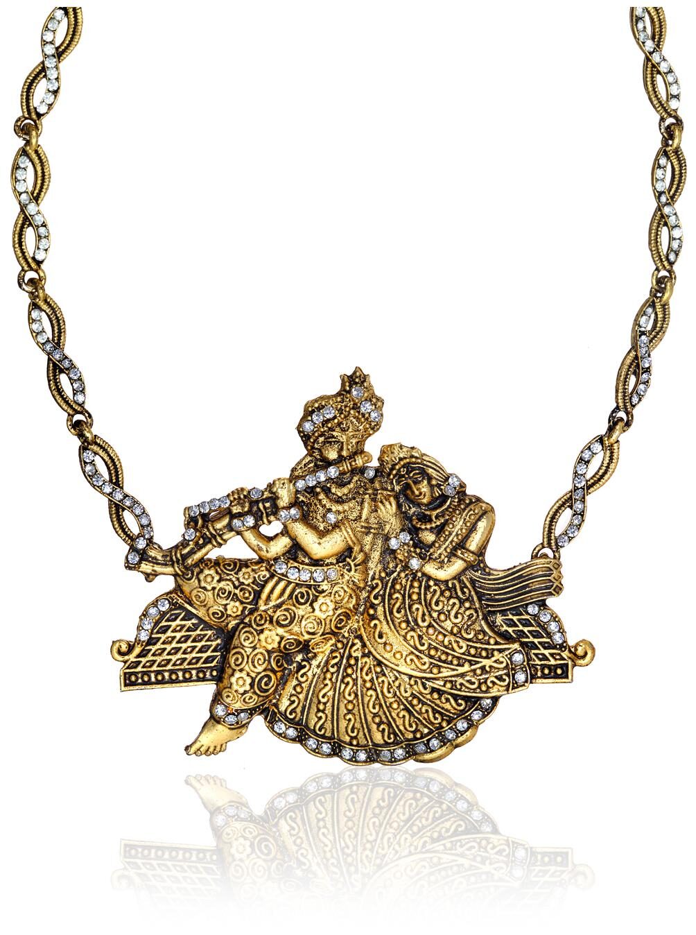

Zaveri Pearls White Zinc Necklace Set