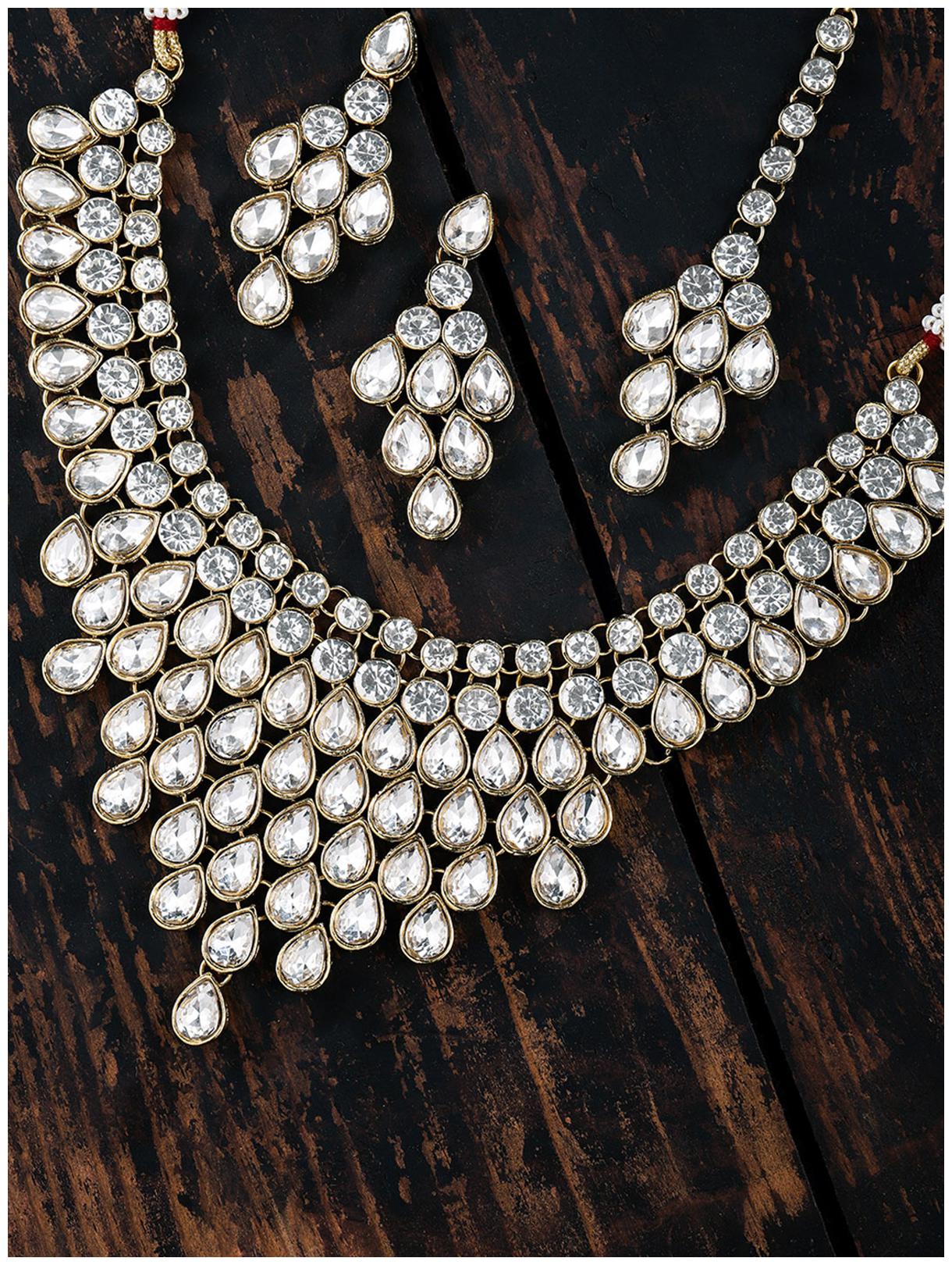 

Zaveri Pearls Gold Tone Ethnic Choker Necklace Set For Women-ZPFK8690