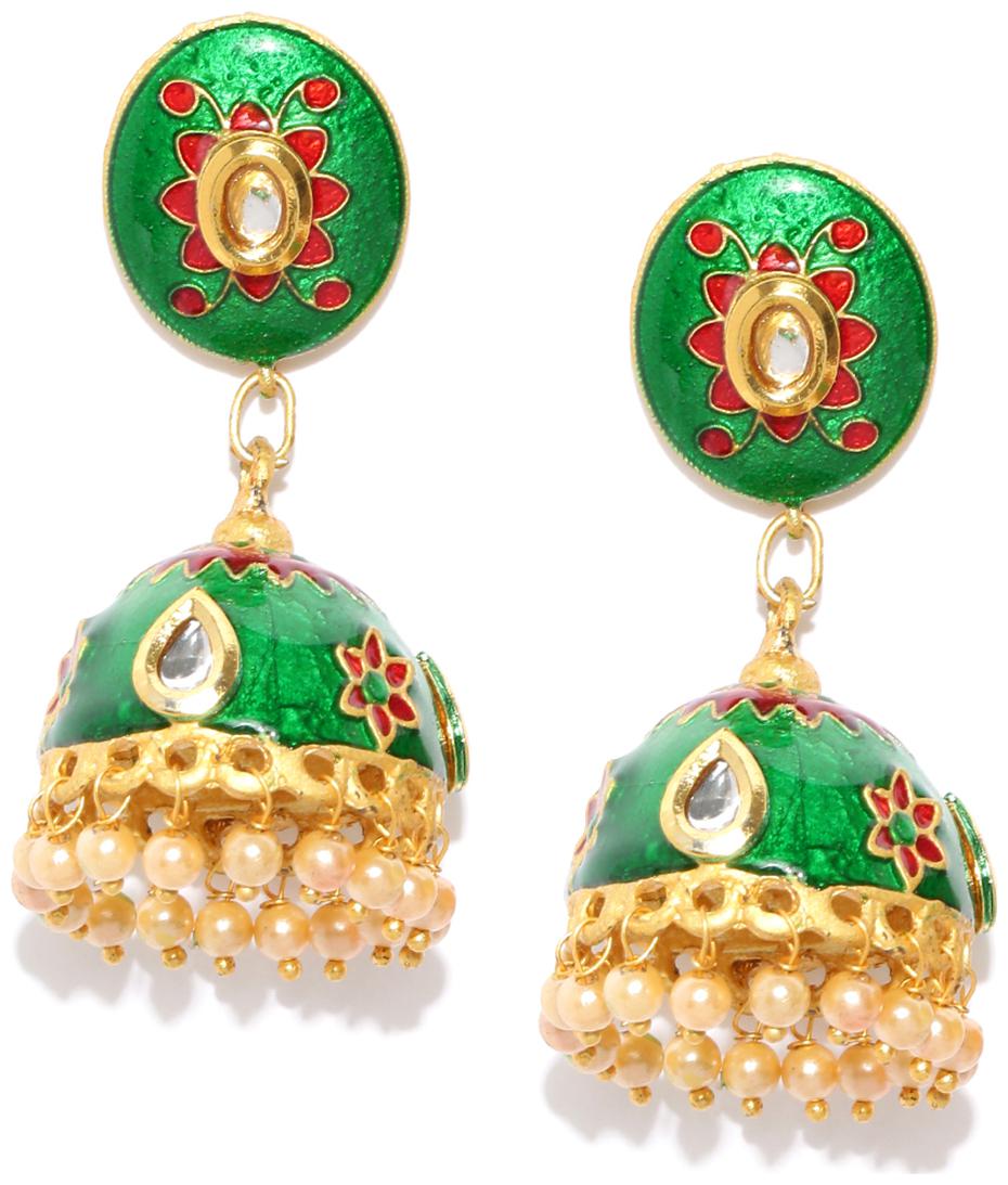 

Zaveri Pearls Festive Beautifully Enamelled Traditional Kundan Jhumki Earring For Women-ZPFK8317