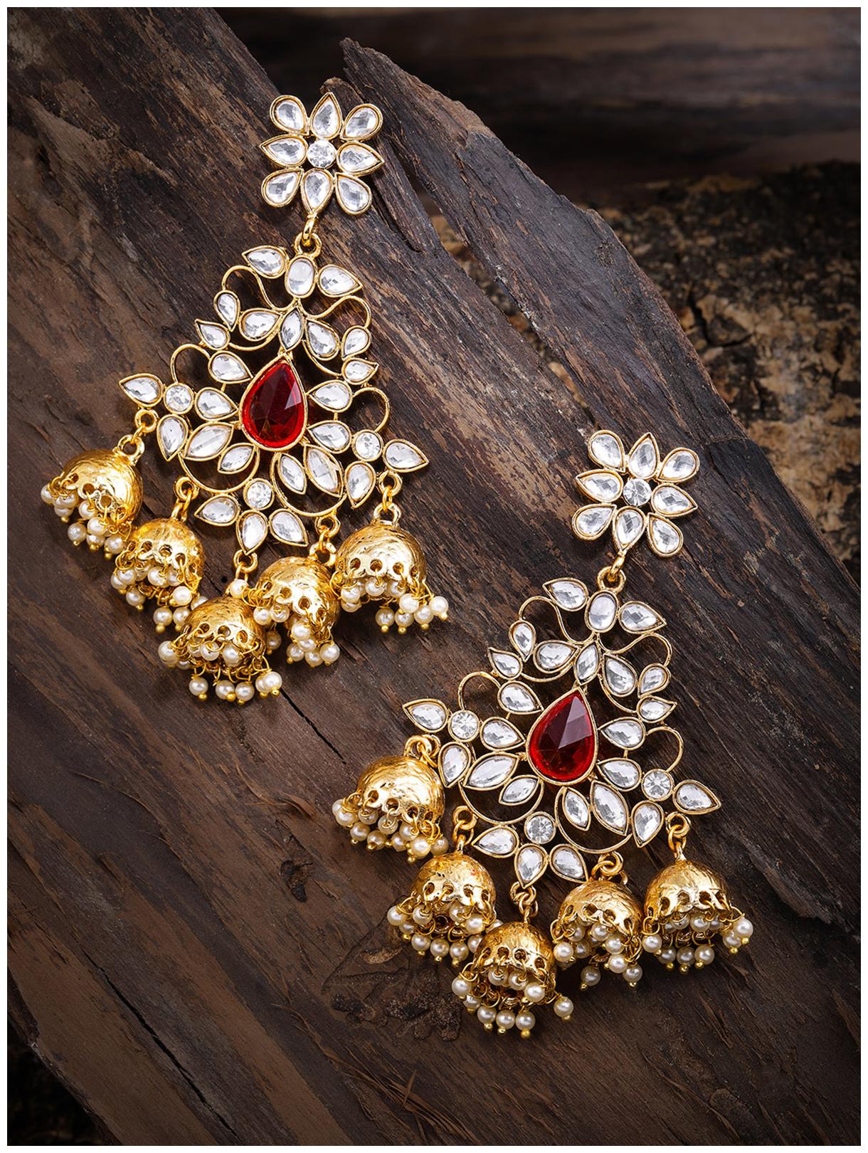 

Zaveri Pearls Gold Tone Traditional Dangling Jhumki Drops Earring-ZPFK8604