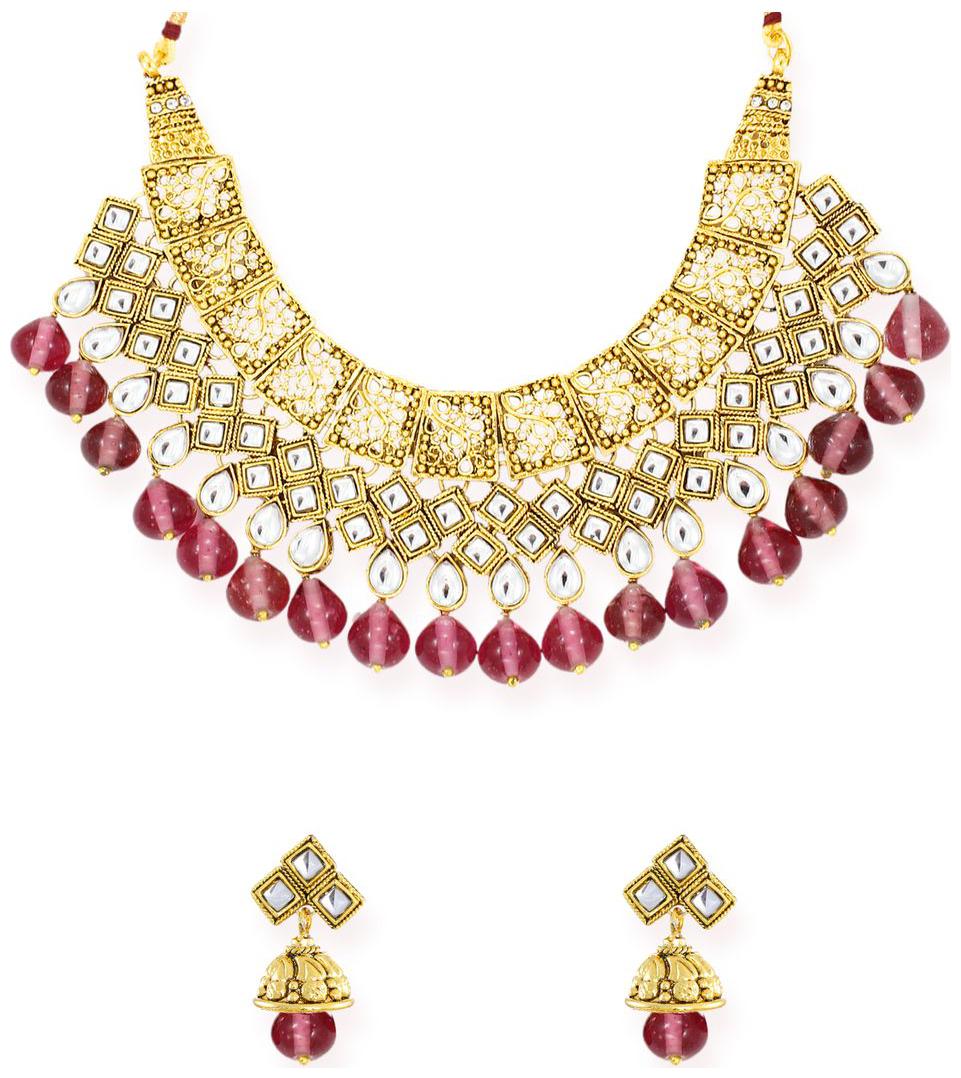 

Zaveri Pearls Gold Tone Traditional Necklace Set-ZPFK6815