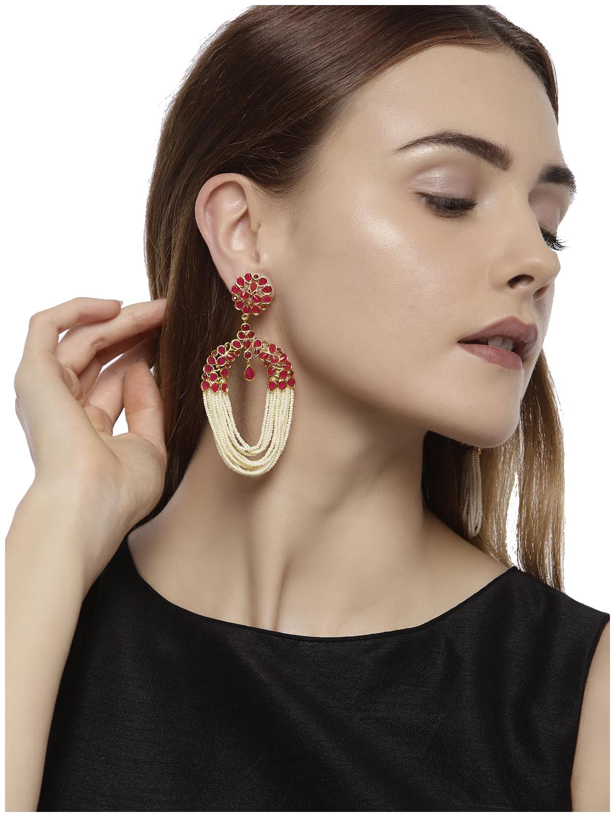 

Zaveri Pearls Gold Tone Ethnic Pearls Dangle Earring-ZPFK7549-ZPFK7549