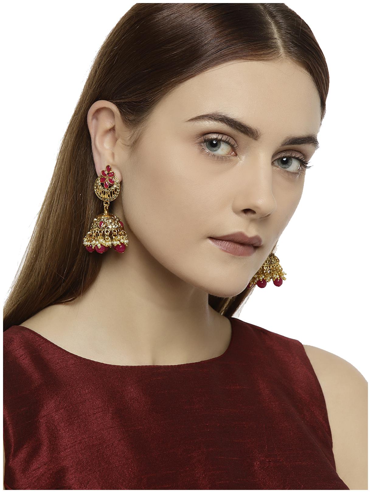 

Zaveri Pearls Gold Tone Ethnic Jhumki Earring-ZPFK7469