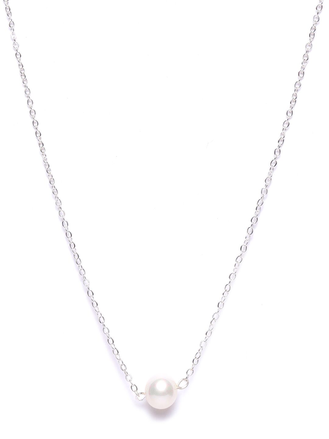 

Zaveri Pearls Silver Tone Pearl Contemporary Brass Necklace-ZPFK9520
