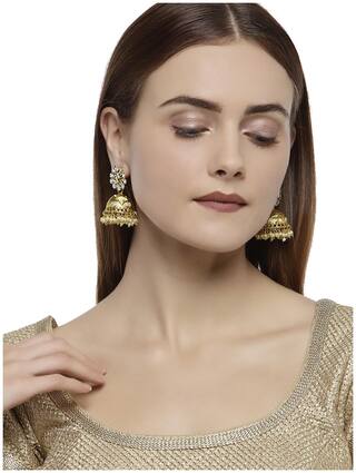 Zaveri Pearls Gold Tone Traditional Kundan & Pearl Earring-ZPFK7439