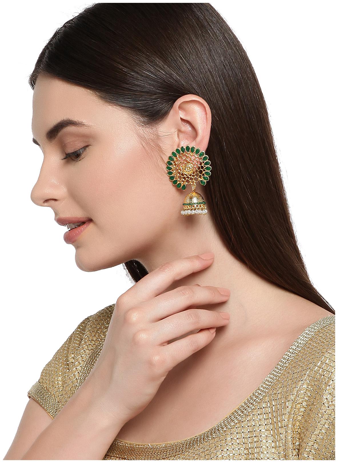 

Zaveri Pearls Gold Tone Finely Designed Traditional Jhumki Earring-ZPFK7398
