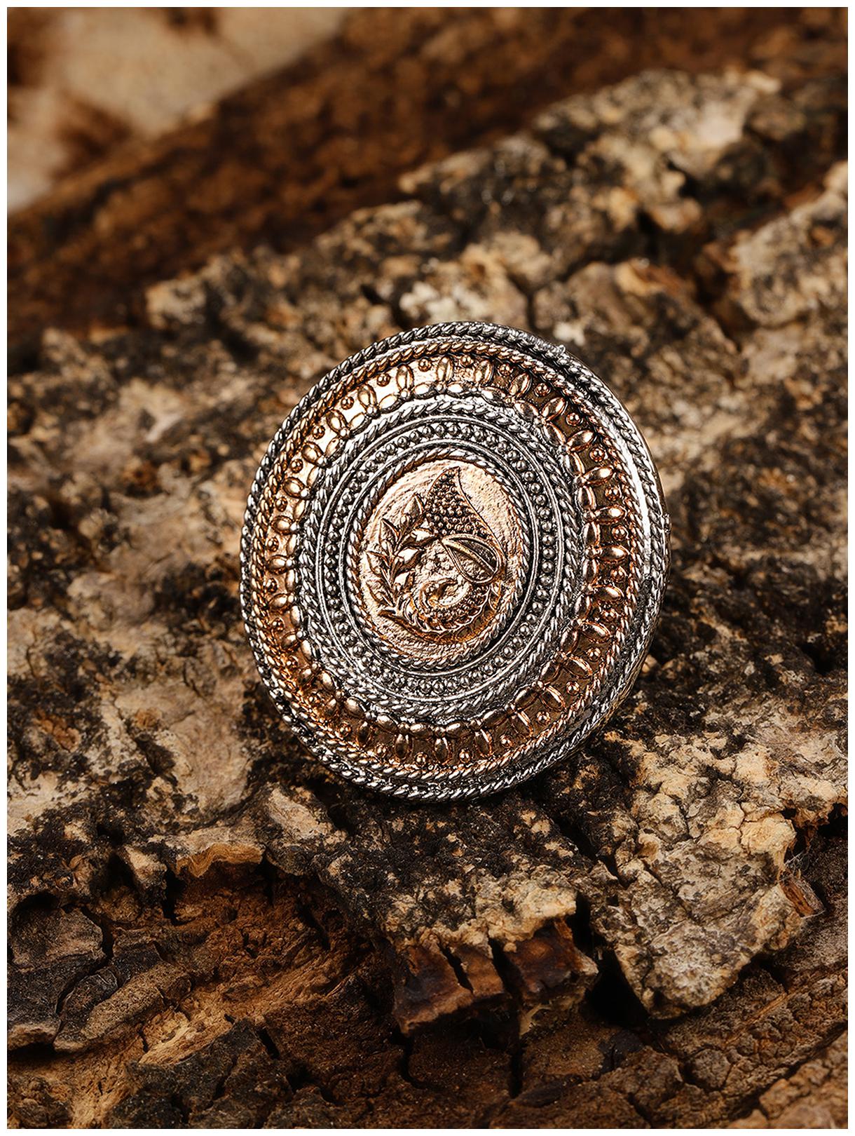 

Zaveri Pearls Antique Two Tone Peacock Design Adjustable Finger Ring-ZPFK8633