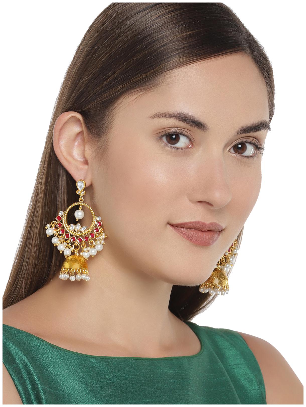 

Zaveri Pearls Gold Tone Traditional Jhumki Earring-ZPFK7818
