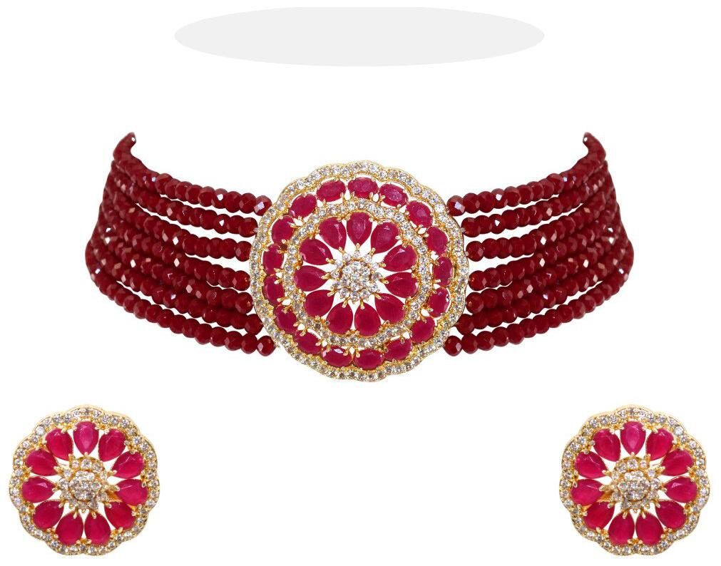 

Zcarina AD Choker Necklace Set For Women and Girls