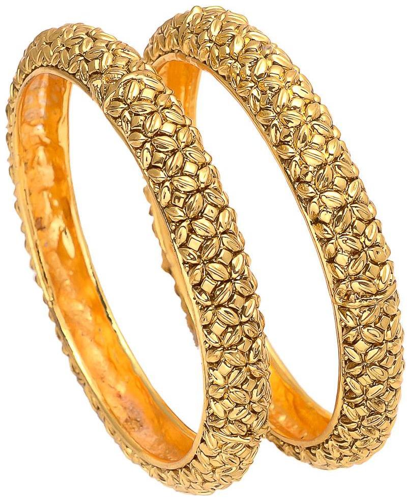 

Zcarina Antique Design Gold Plated Bangle Set for Women Set of 2