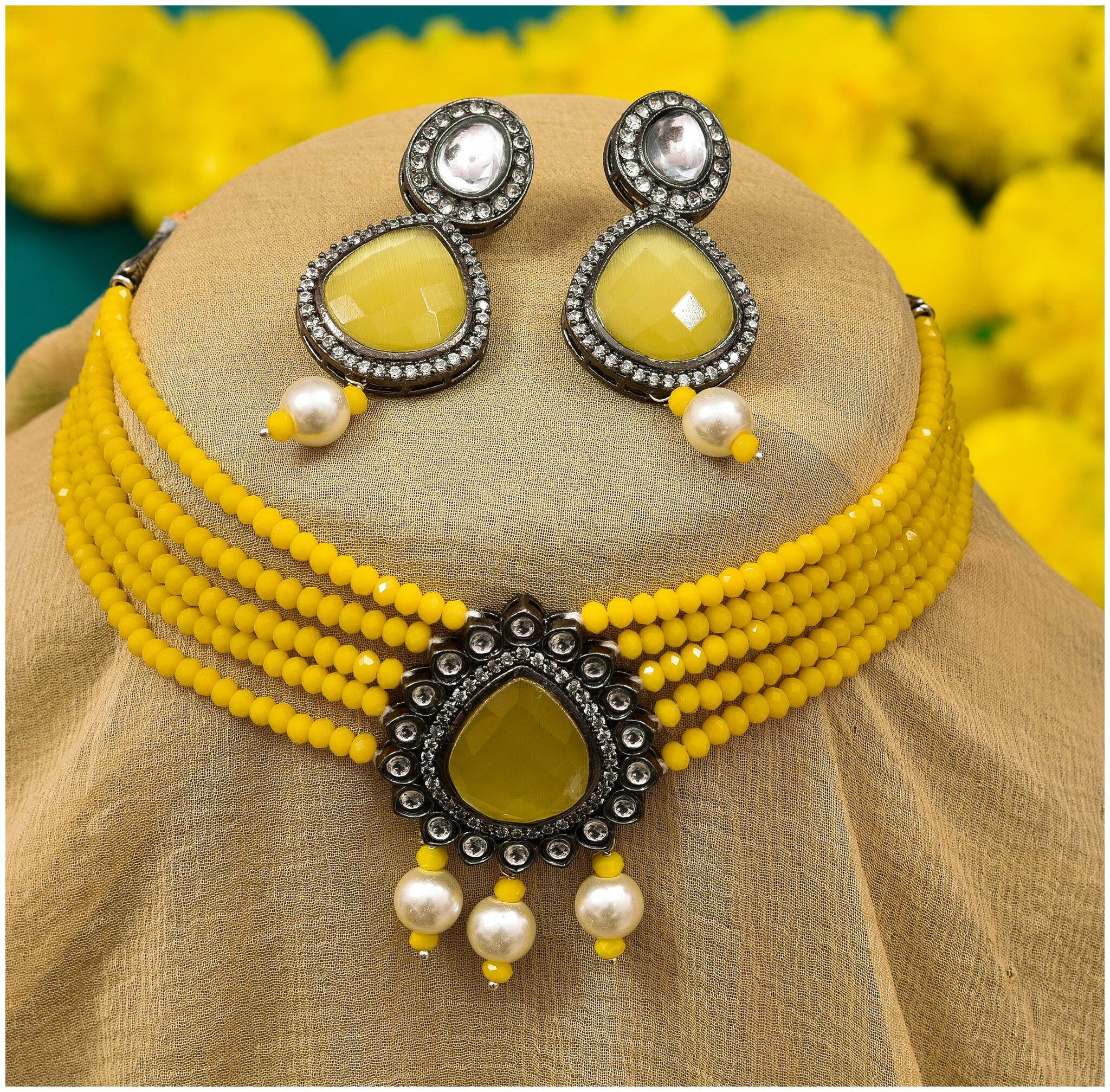 

Zcarina Choker Necklace Set with Earring for Girl and Women