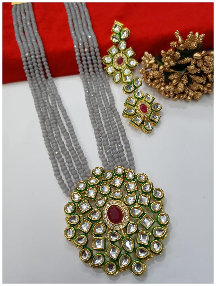 

Zcarina Kundan Meena Necklace Set For Women and Girl