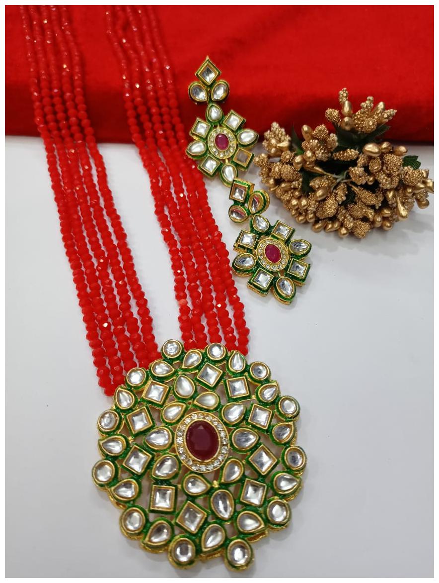 

Zcarina Kundan Meena Necklace Set For Women and Girl
