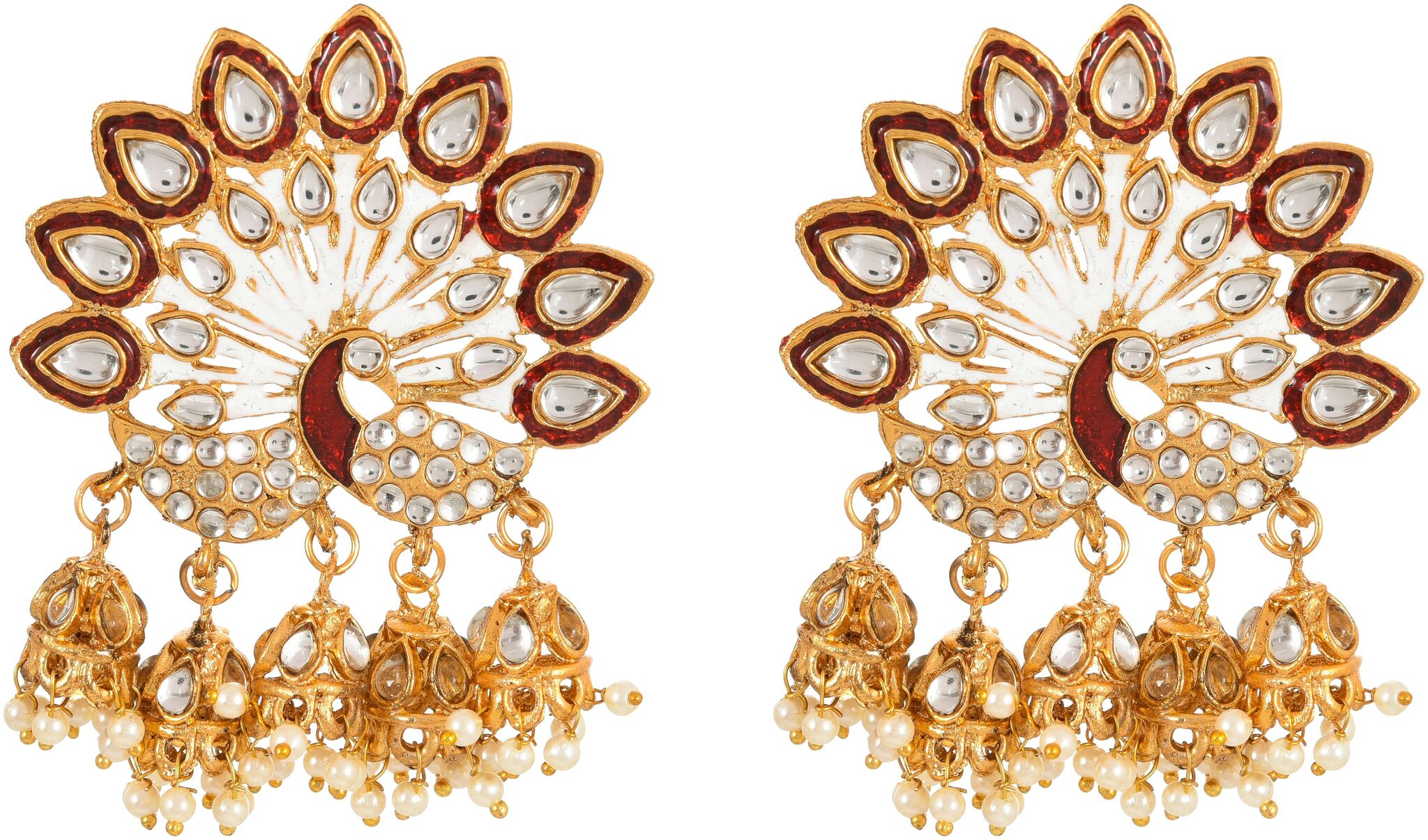 

Zcarina Red Enamal Gold Plated Studs Earrings for Girls and Women