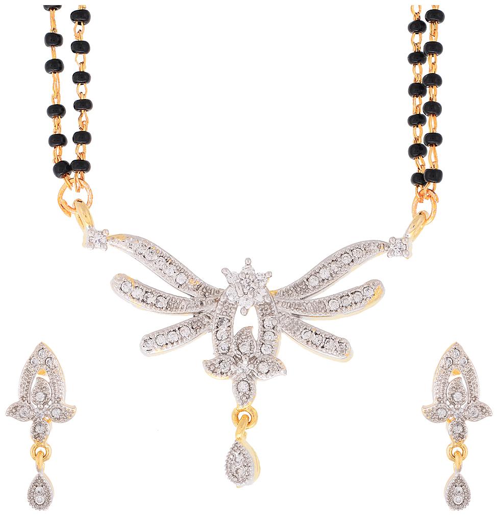 

Zeneme American Diamond Gold Plated Mangalsutra with Chain for Women