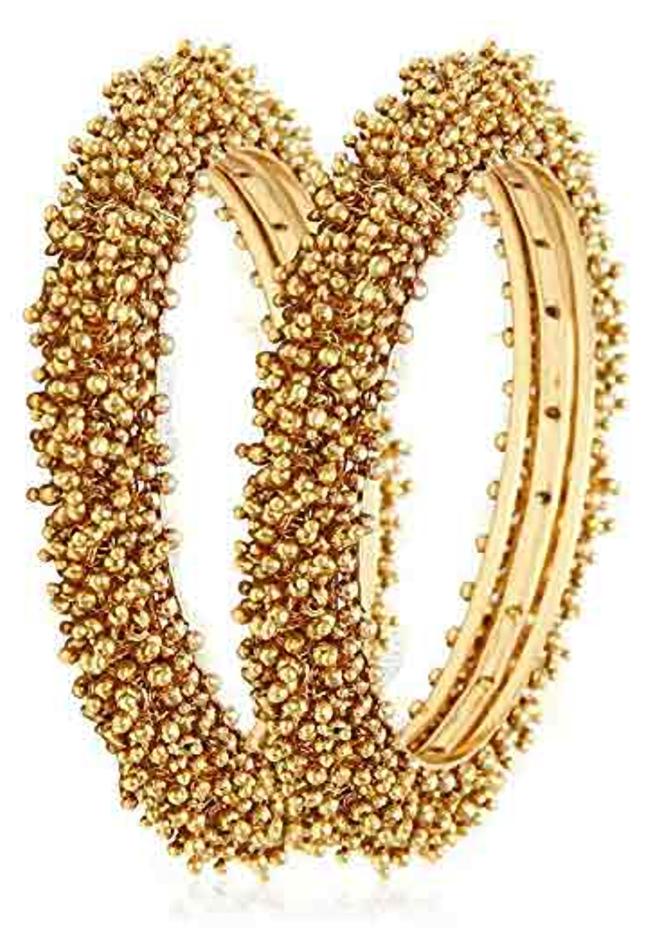

Zeneme Decorative gold plated bead cluster Bangle set for Women Girls
