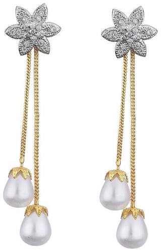 Zeneme Bead Drop flower Design Earrings