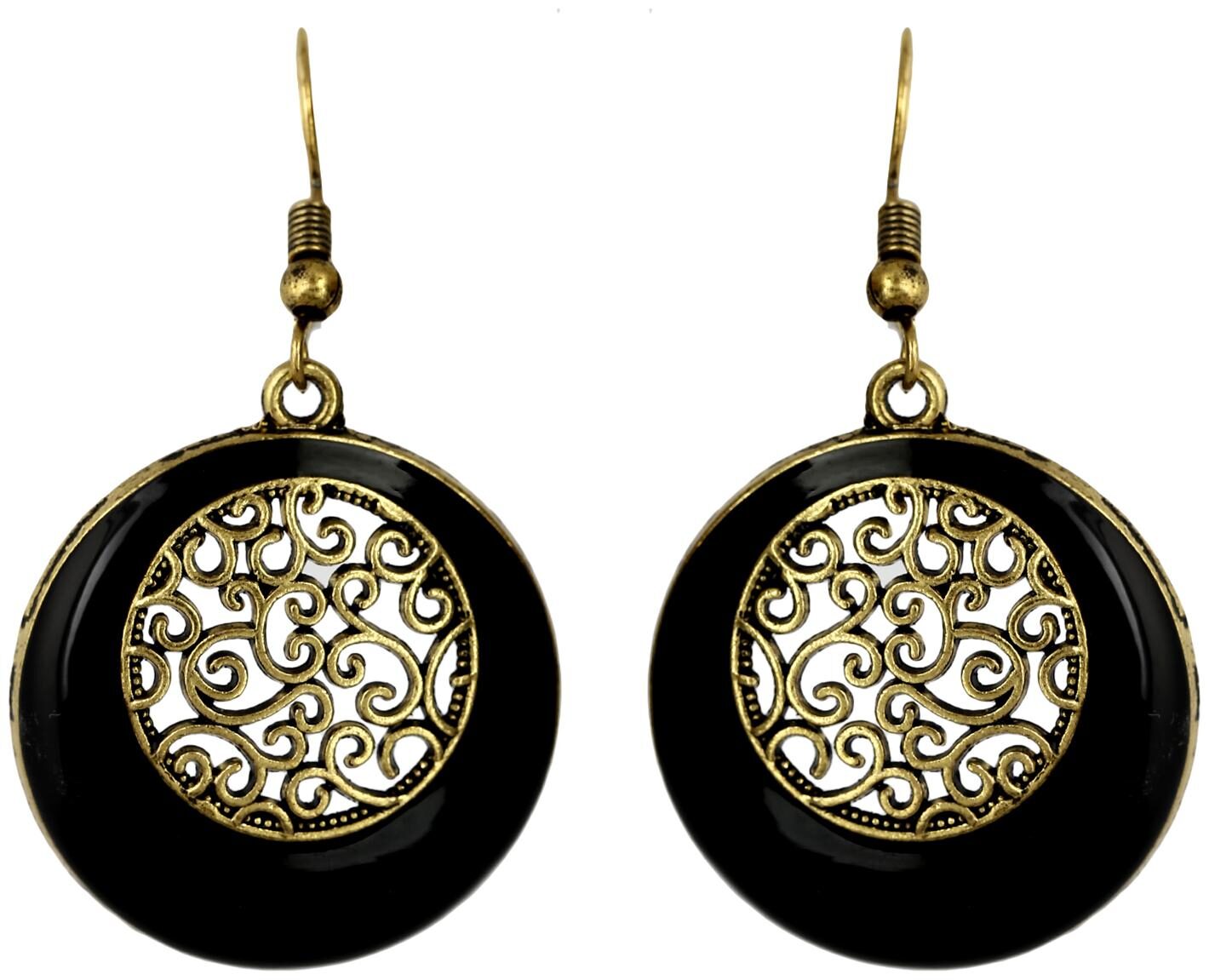 

Zeneme Black Gold Round Shaped Earrings Jewellery For Girls Womens