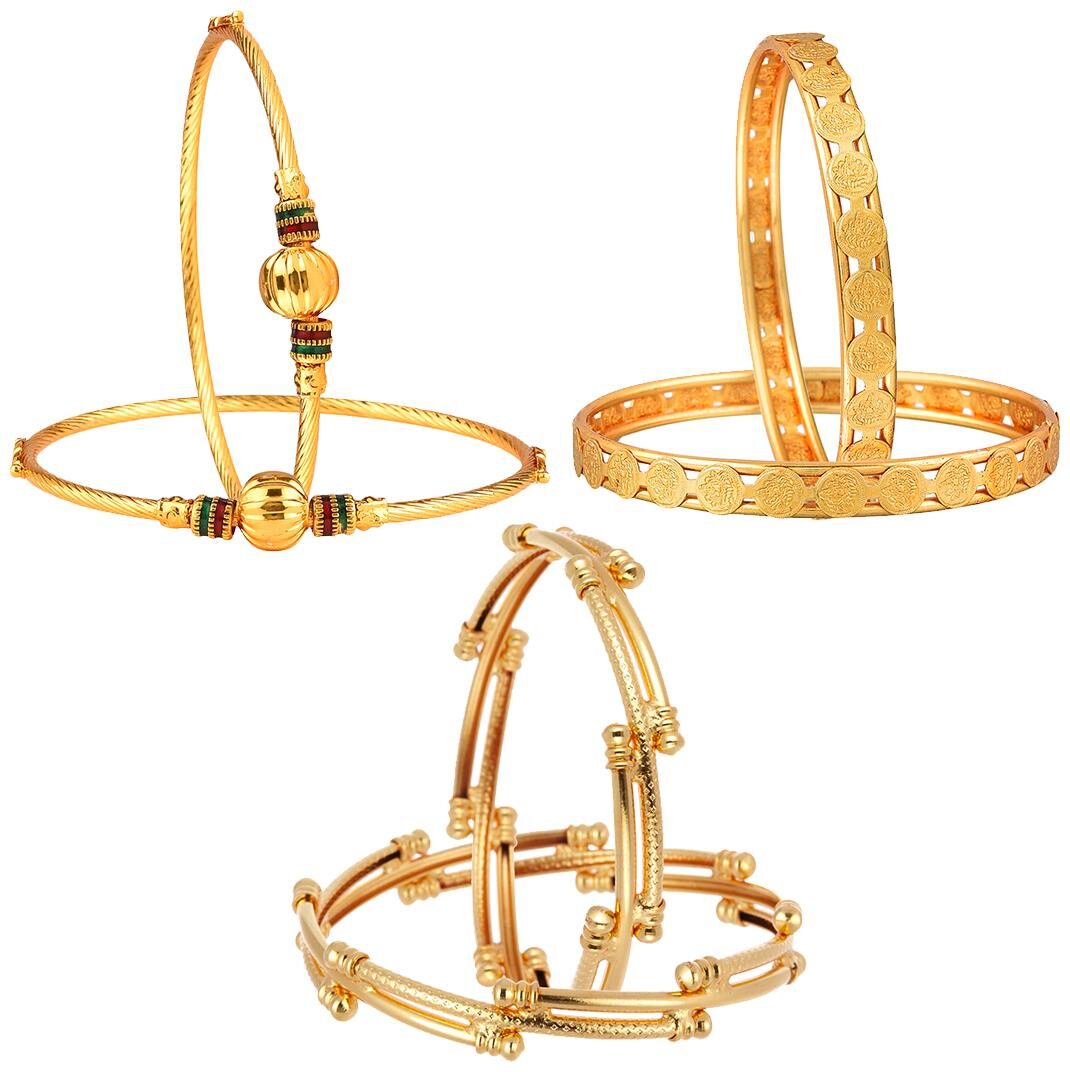 

Zeneme Combo Of Gold Plated Designer Bangles For Girls And Women
