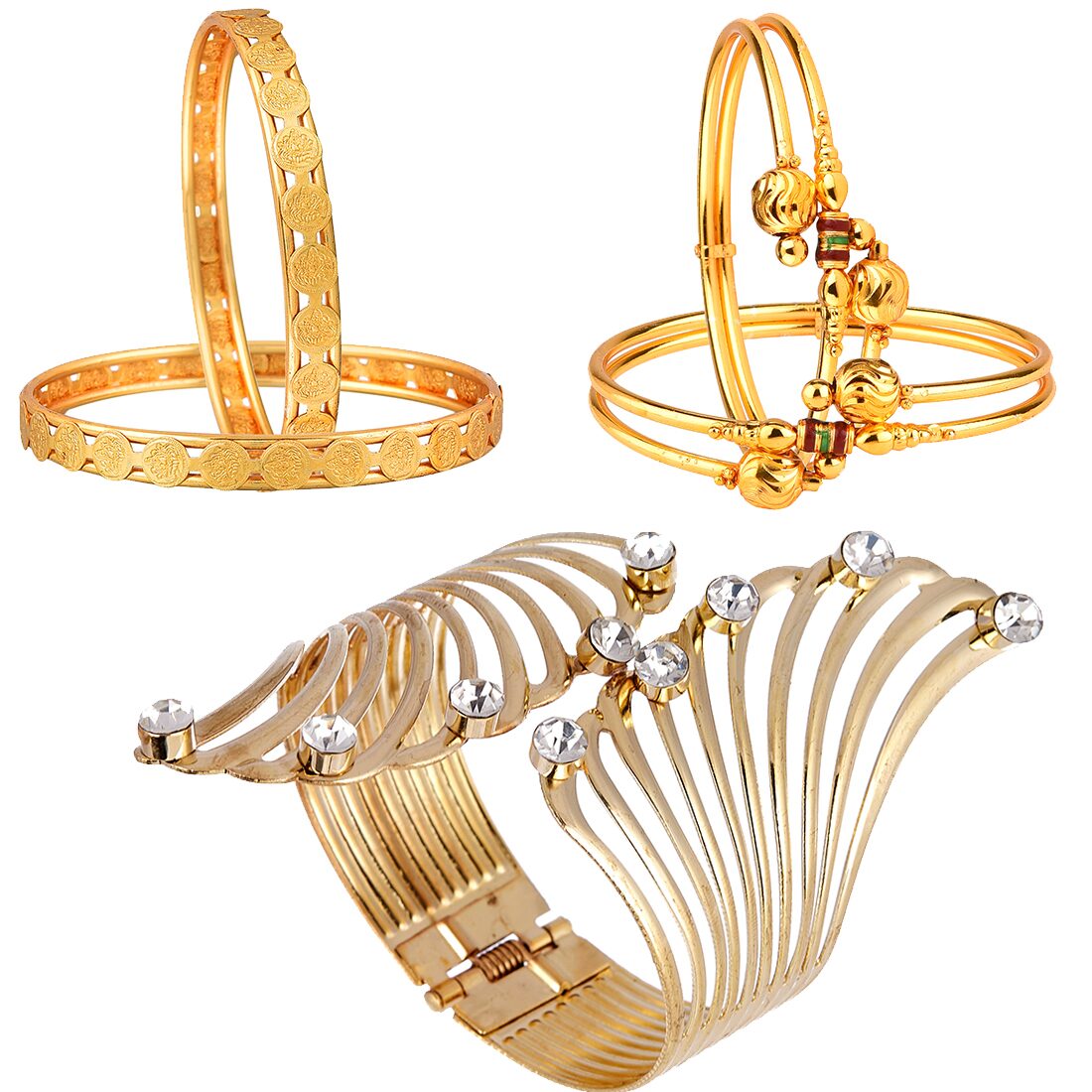 

Zeneme Combo Of Gold Plated Designer Bangles And Bracelet For Girls And Women