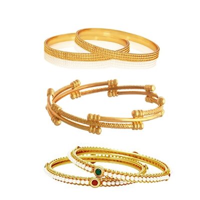 

Zeneme Designer gold plated Bangle set Combo