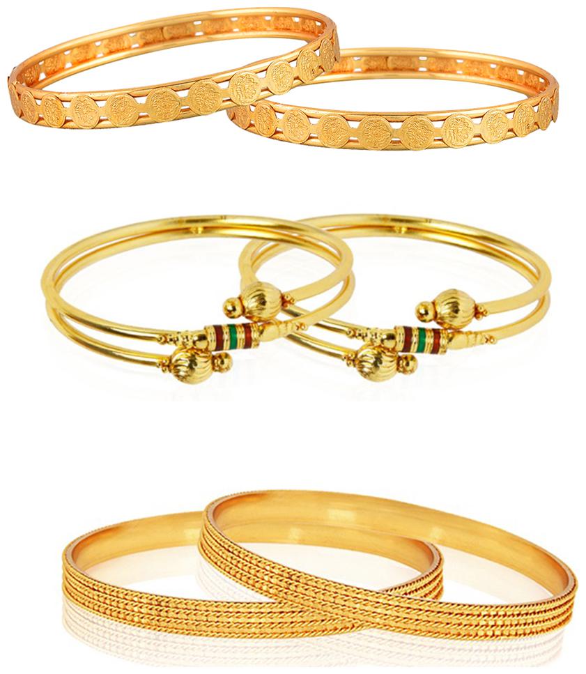 

Zeneme Designer Gold Plated Jewellery Bangles for Women and Girls - Combo of 3
