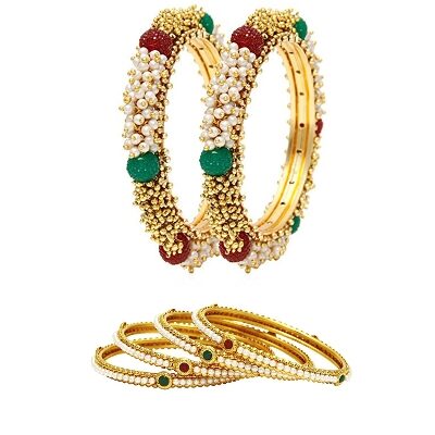 

Zeneme Designer gold plated Bangle set Combo
