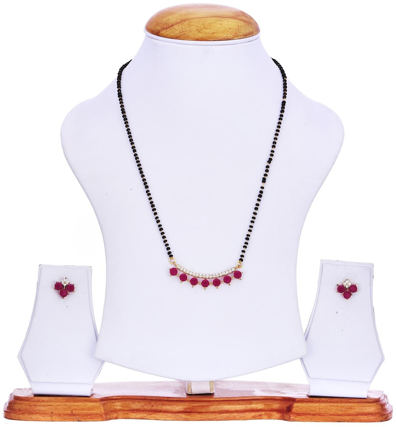 

Zeneme Fashion Jewellery American Diamond Designer Gold Plated Mangalsutra Set For Women