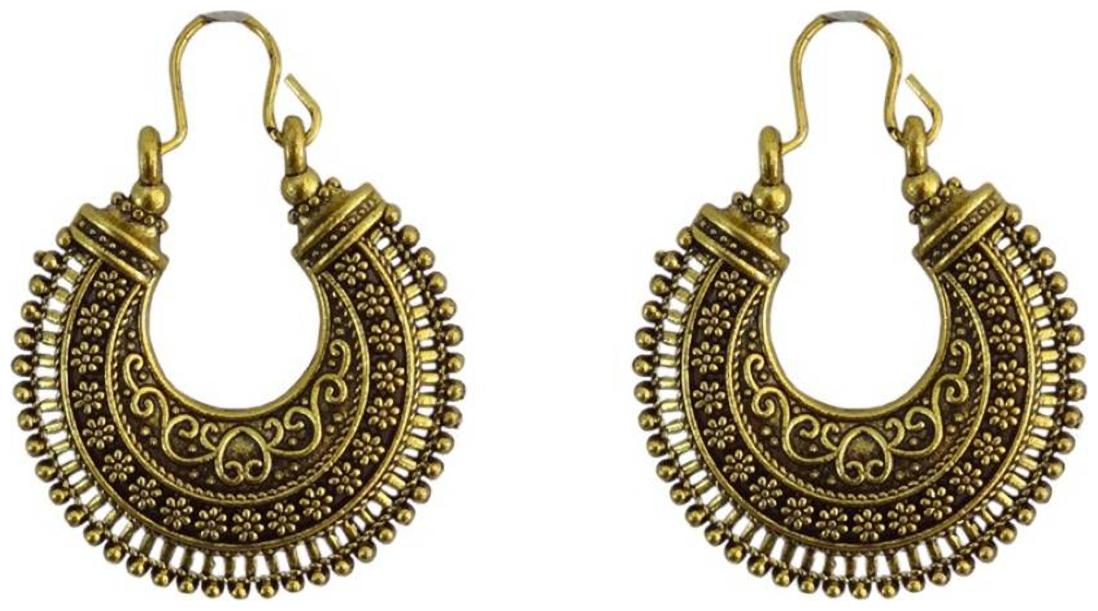 

Zeneme Festival Collection Handmade Partywear Oxidised Gold Plated Stud Hoop Bali Earring Jewellery For Women Girls