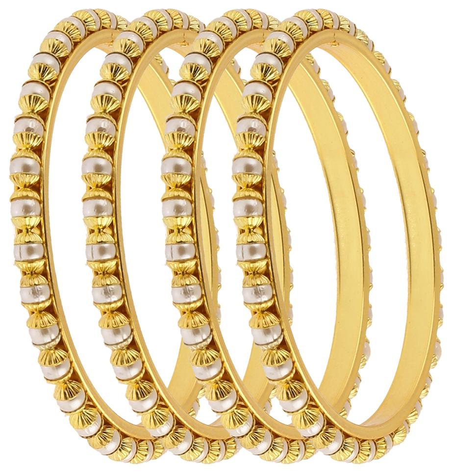 

Zeneme Precious Pearl studded Gold Plated Bangles Jewellery For Women Girls