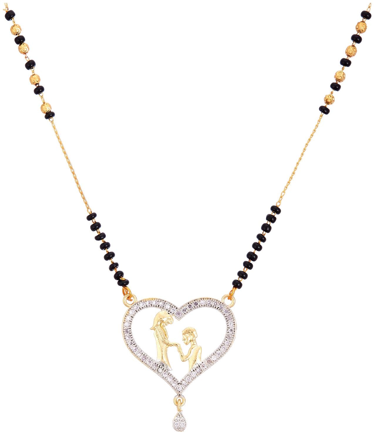 

Zeneme Pride Zinc Alloy Designer Gold Plated Heart Shaped Mangalsutra For Women