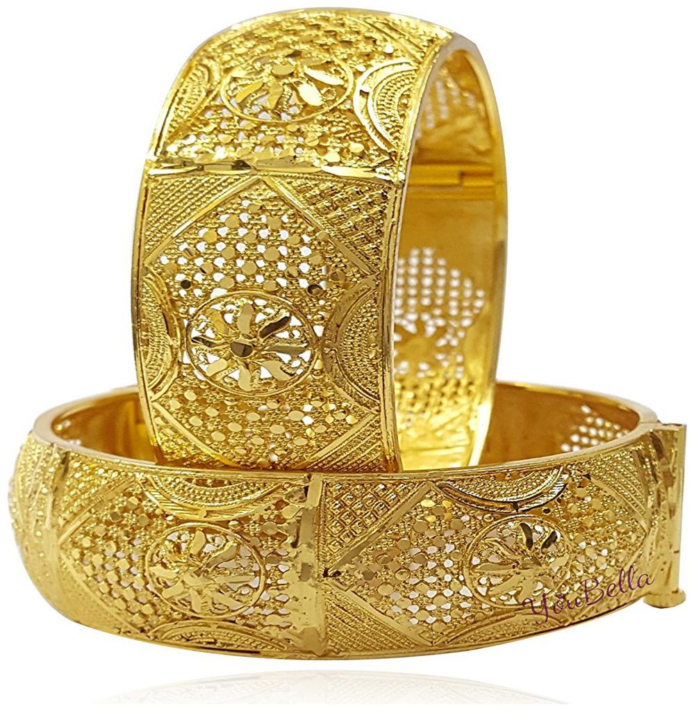

Zeneme Royal Style Broad Gold Plated Antique Bangles Jewellery For Women and Girls