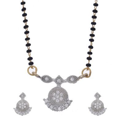 

Zeneme Women s Pride Latest Fashionable American Diamond Alloy Jewellery Mangalsutra