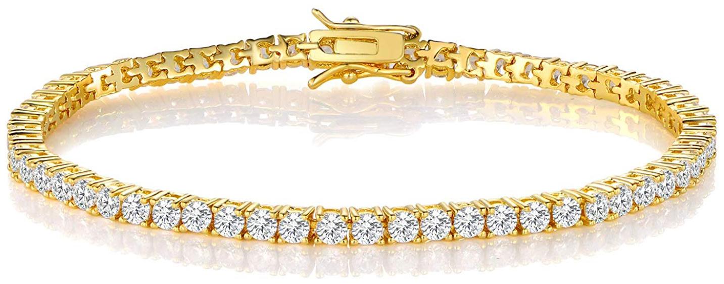 

Zivom 18K Gold Baguette Cubic Zirconia American Diamond Tennis Bracelet For Women
