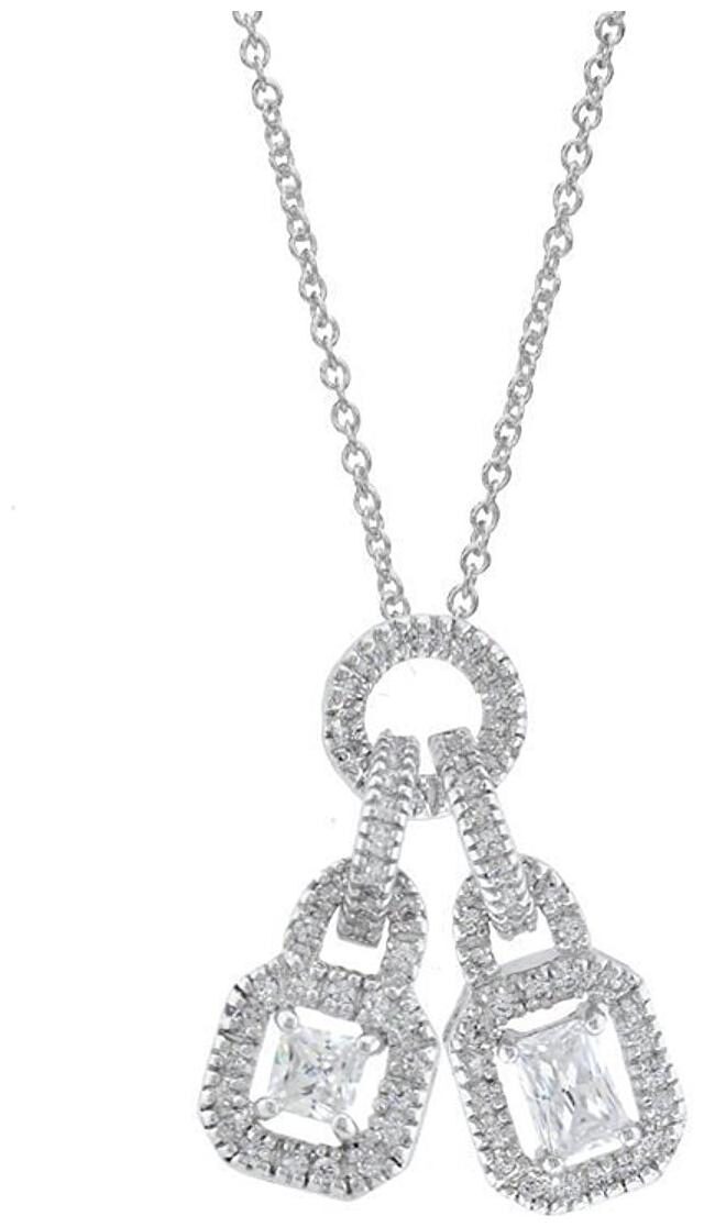 

ZIVOM 92 5 Sterling Silver Princess Cut CZ American Diamond Italian Twin Look Pendant