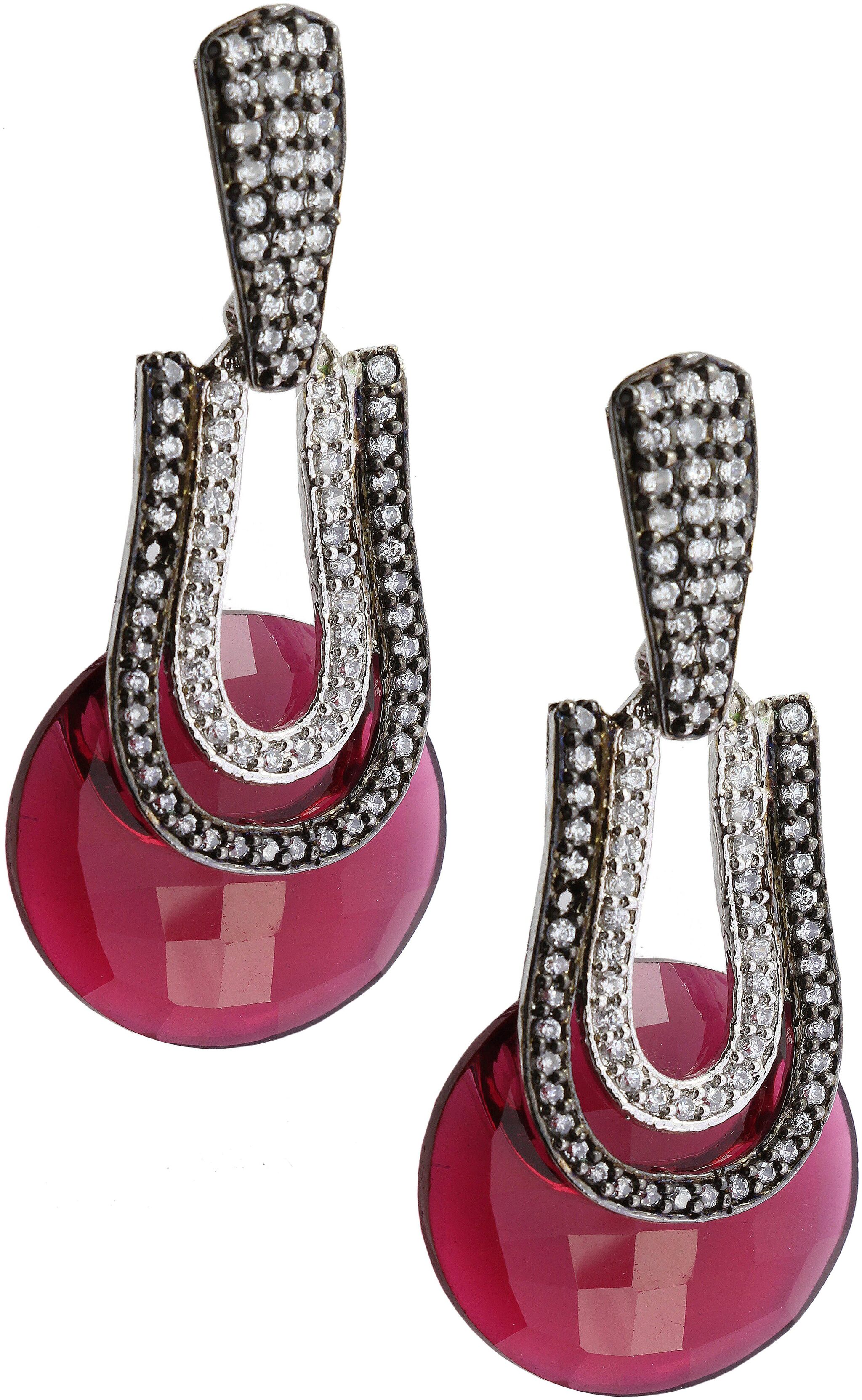 

ZIVOM Antique Victorian Ruby Pink Black Rhodium Gold Plated Earring For Women
