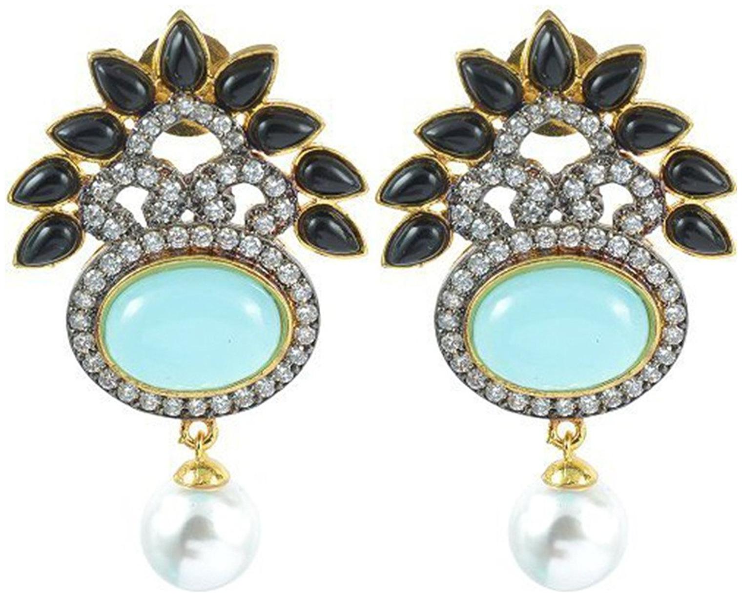 

ZIVOM Black Turquouse American Diamond Earring For Women