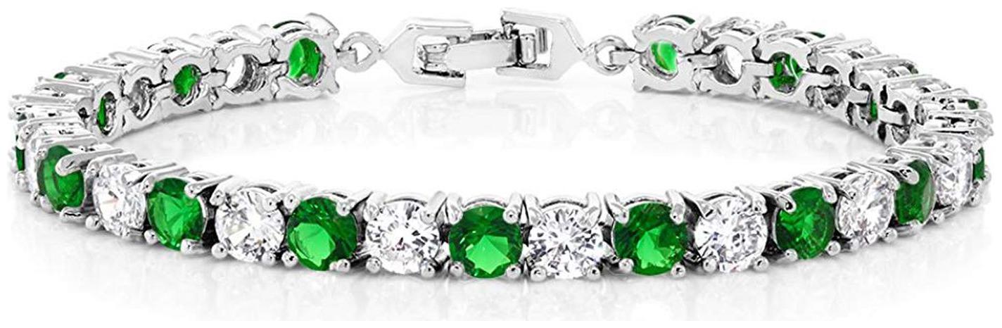 

Zivom Classic Cubic Zirconia Emerald Green Tennis Bracelet For Women Girls