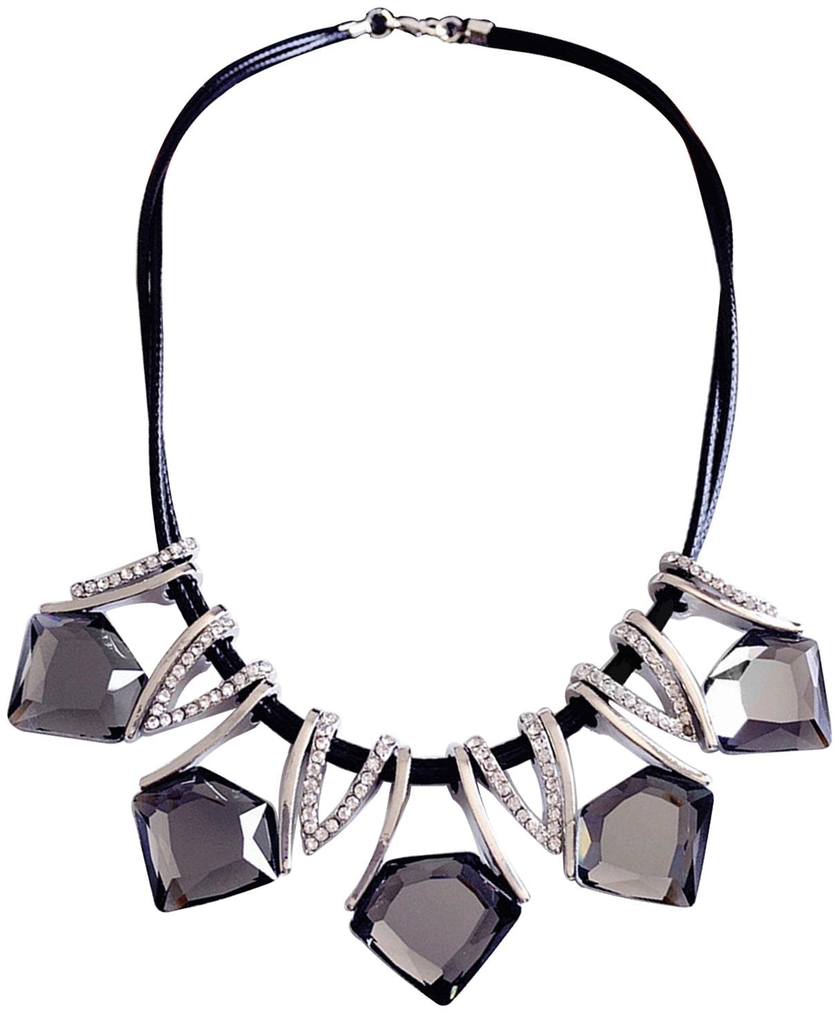 

ZIVOM Diamond Down Arrow Crystal American Diamond Rhodium Plated Black Choker Necklace Chain Women