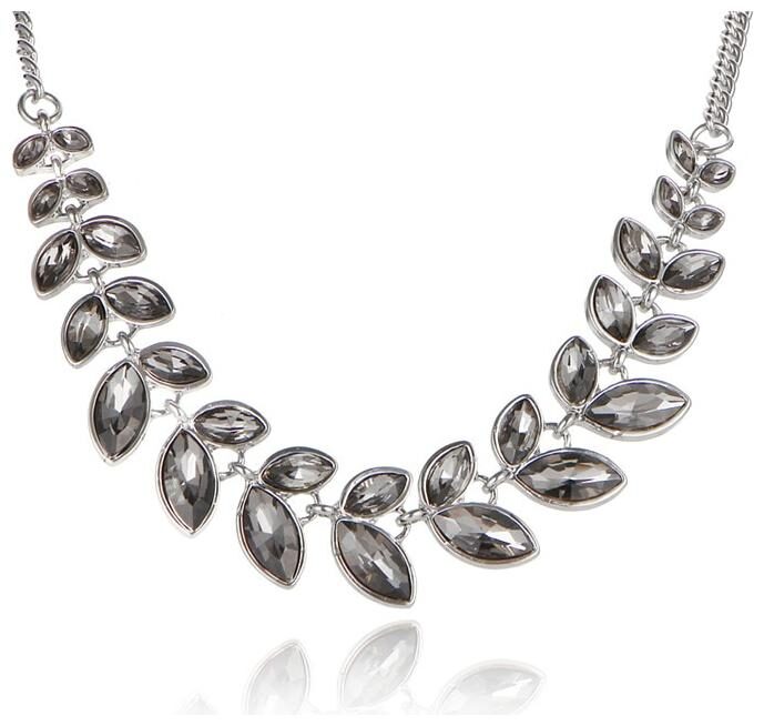 

ZIVOM Flower Leaf Grey Crystal Cz Antique Oxidised Afghani Bohemian Tribal Slver Necklace Girls Women