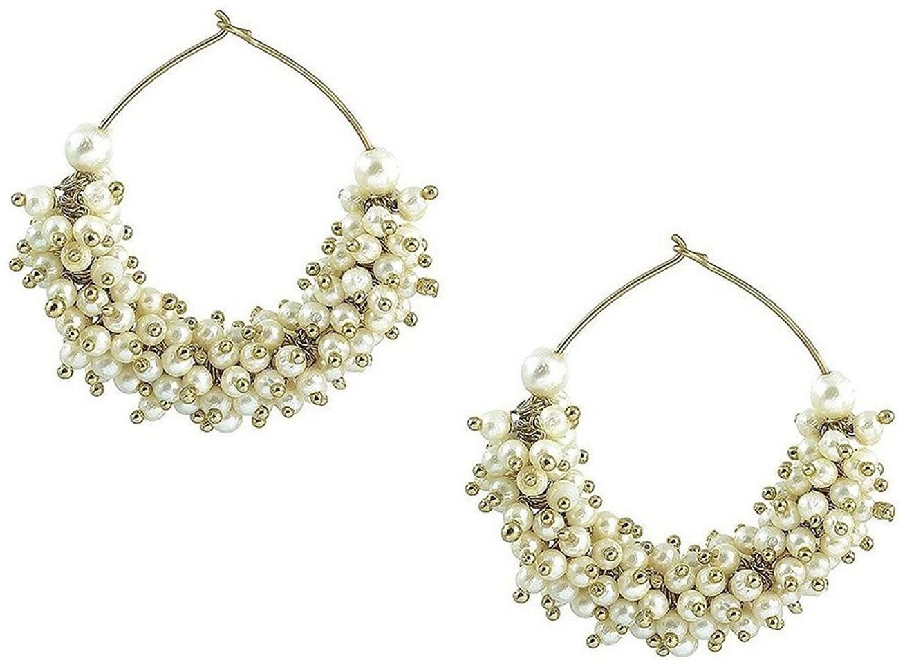 

ZIVOM Gold Plated Pearl Cluster Bali Earring For Women