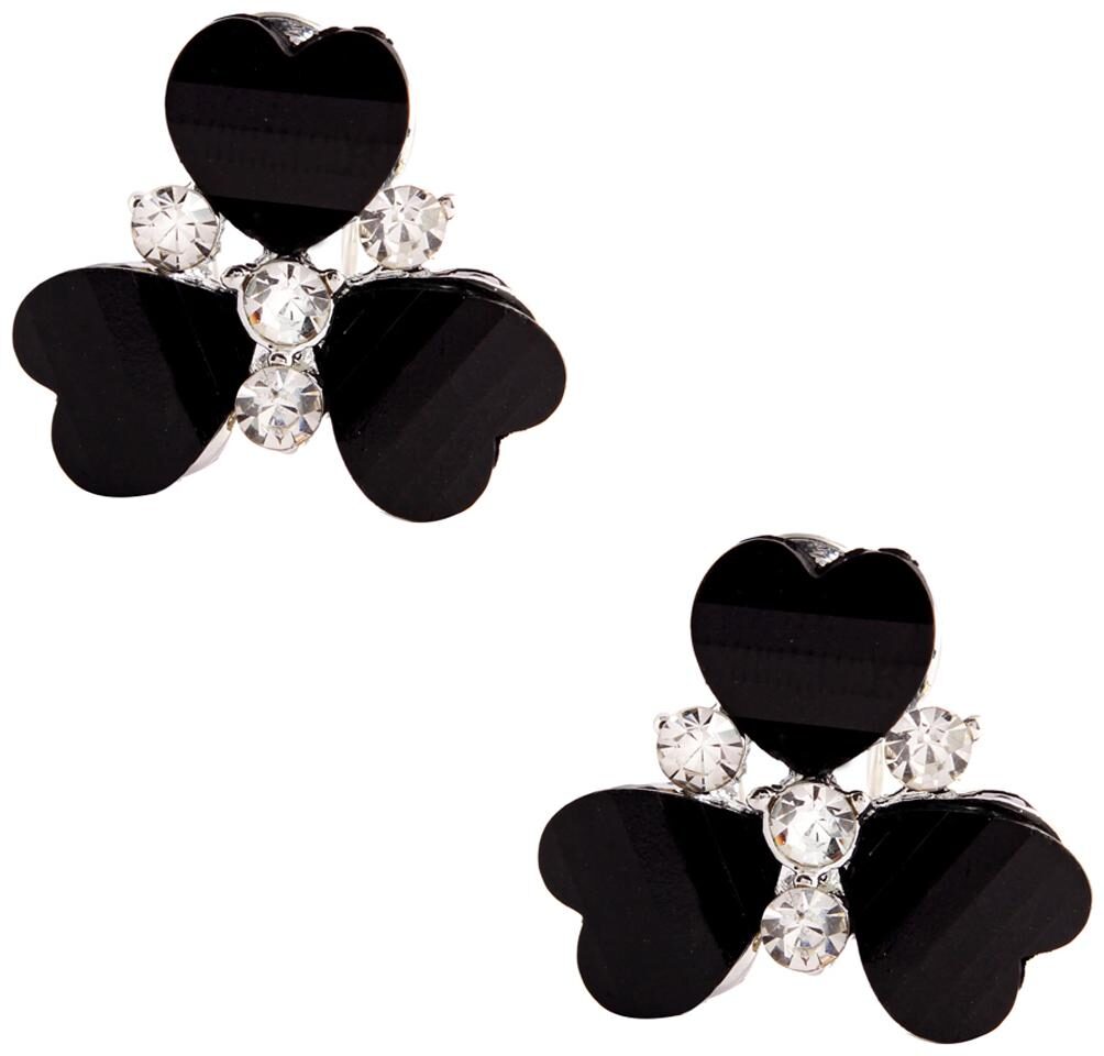 

ZIVOM Heart Flower AAA Crystal CZ American Diamond Rhodium Black Stud Earring Girls Women