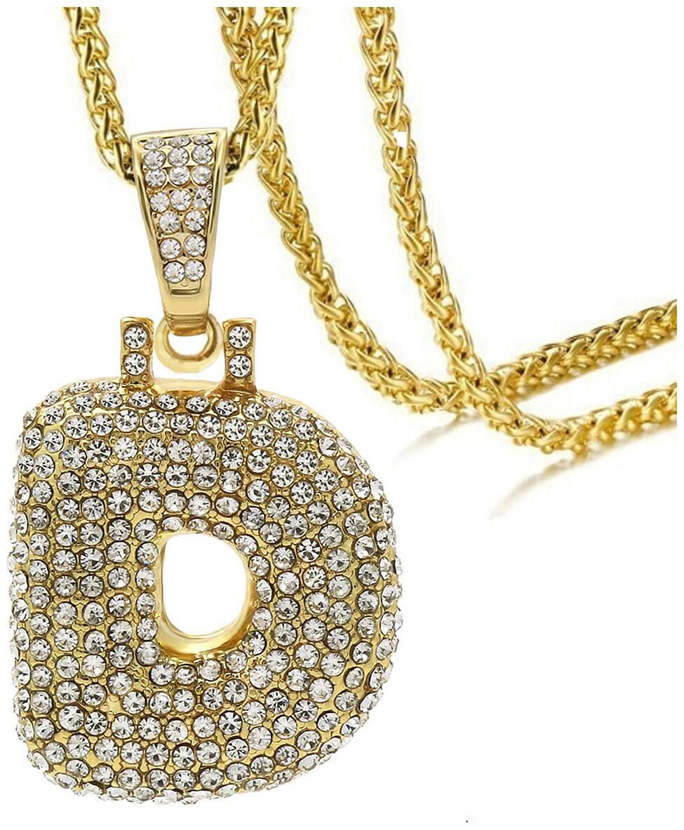 

ZIVOM Hip Hop Iced Out Alphabet Initial Letter D 18k Gold Rope 22 Chain Initial Necklace Pendant Women Men