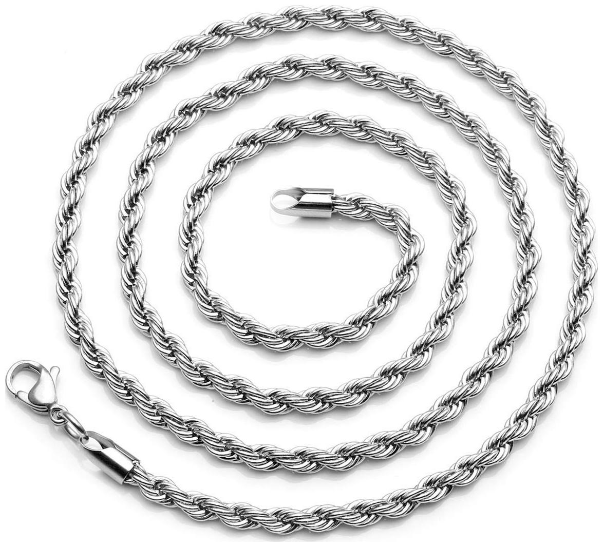 

Zivom Rope Rhodium Plated Silver 316L Surgical Stainless Steel Necklace Chain Unisex