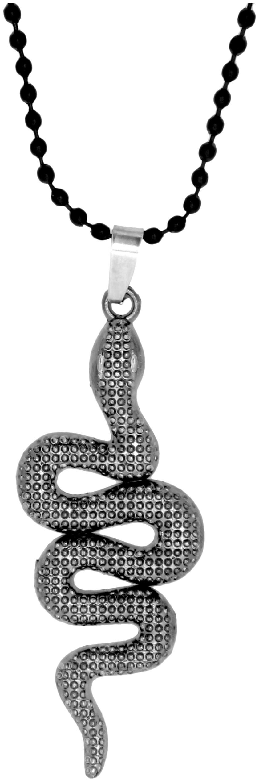 

ZIVOM Snake Oxidized Afghani Bohemian Tribal Rhodium Stainless Steel Pendant Chain Men