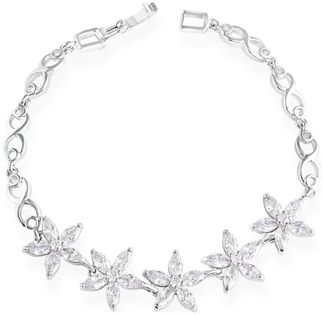 

ZIVOM Stylish Italian Glossy Silver Rhodium Crystal Aaa Grade American Diamond Cz Bracelet Girls Women