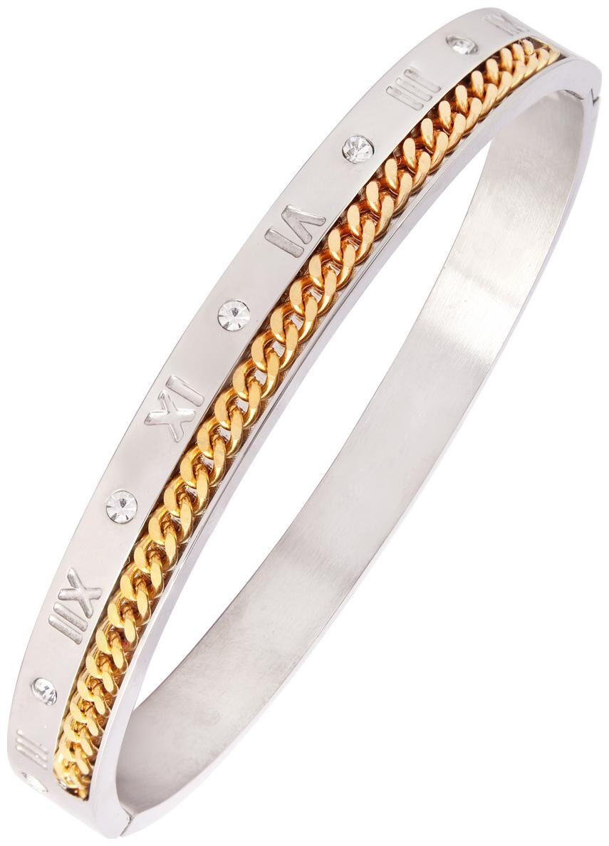 

ZIVOM Stylish Roman Rope Cz Rhodium Golld Silver 316L Surgical Stainless Steel Openable Kada Bangle Bracelet Men